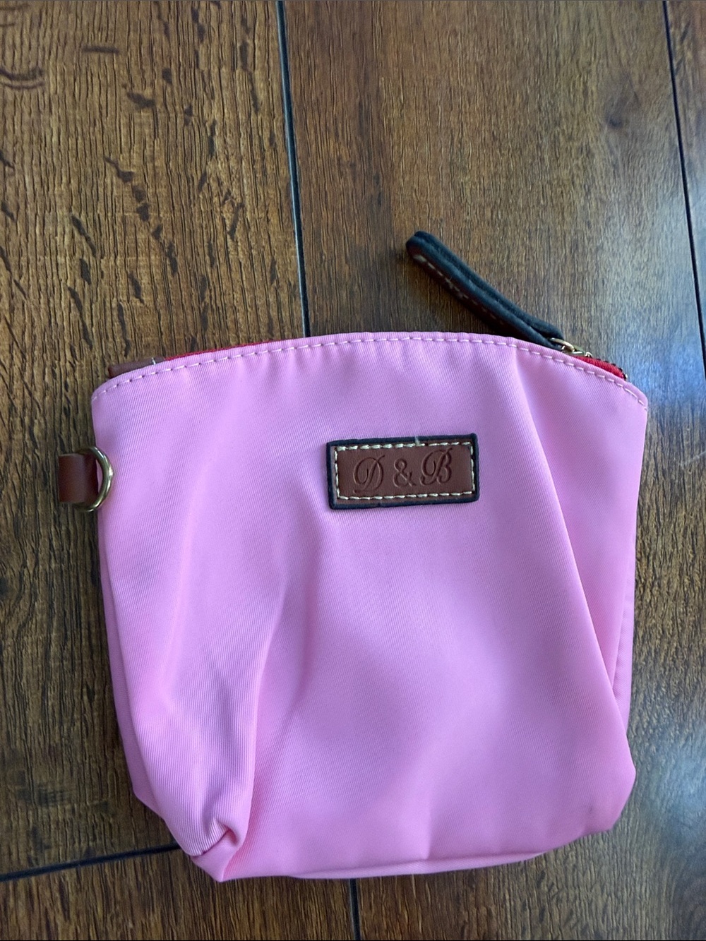 D & B Pink Zip Cosmetic Pouch